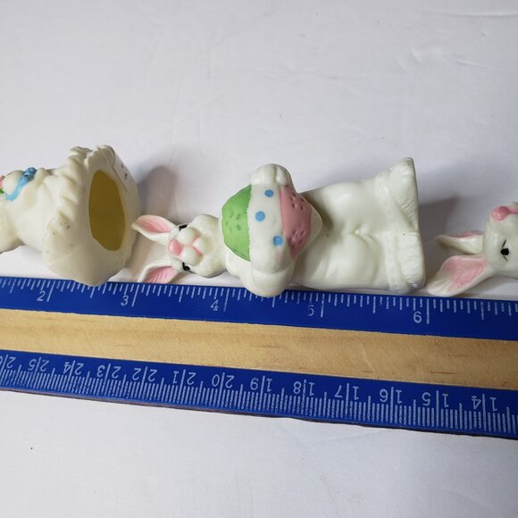 The Cutest Set of 3 White Porcelain Easter Rabbit Figurines 3" Bunny - Picture 7 of 7